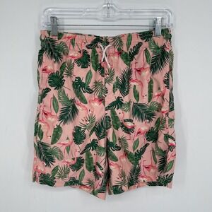 Old Navy Women's Pink Flamingo Palm Leaf Print Swim Trunks Shorts‎ Size XXL 18